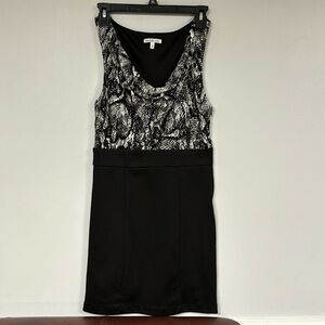 Charlotte Russe‎ Sleeveless lace bodice black & white dress, side zip, 4